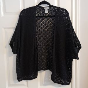 Black knit short sleeved cardigan, 4x plus sized